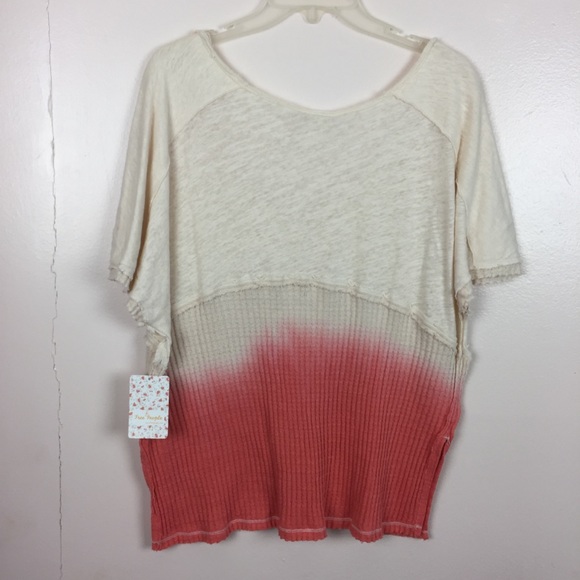 Free People Ombré Mixed Print Orange Top Sz XS - Picture 2 of 8